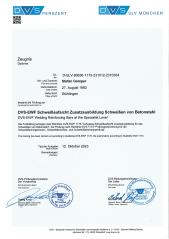 Zeugnis DVS-EWF Schweißaufsicht Zusatzausbildung Schweißen von Betonstahl - Gamper GmbH